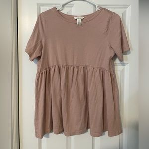 Women's Maternity Short Sleeve Peplum Top - Pink